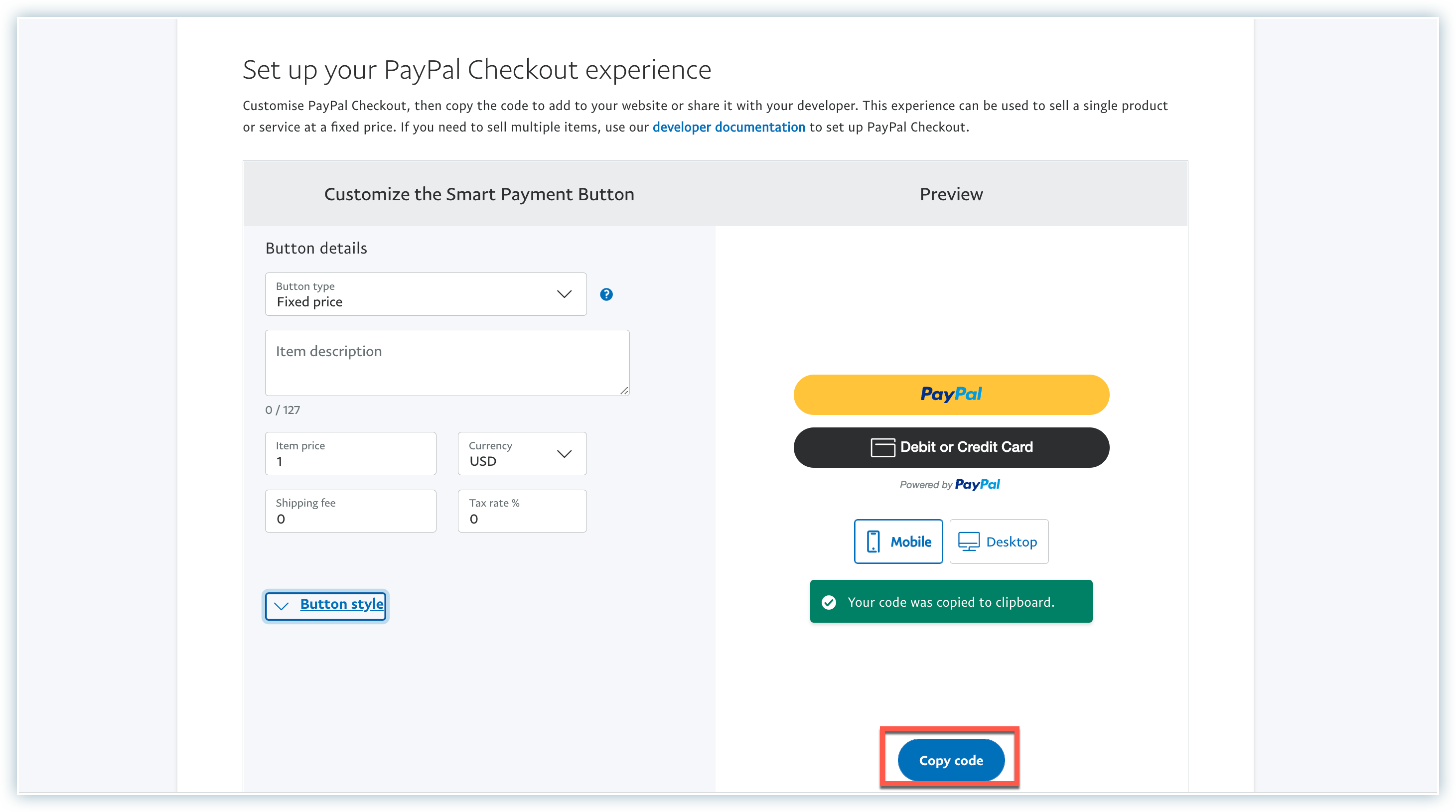 PayPal Button