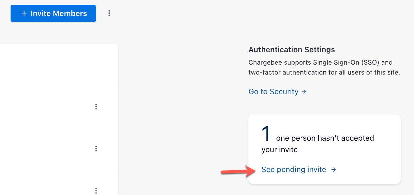 See pending invite link on the Team Members page