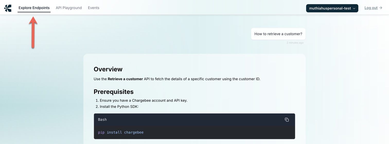 AI Chat interface in API Explorer