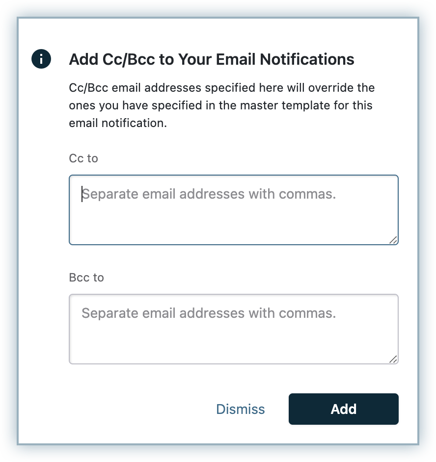 CC and BCC fields in the master template
