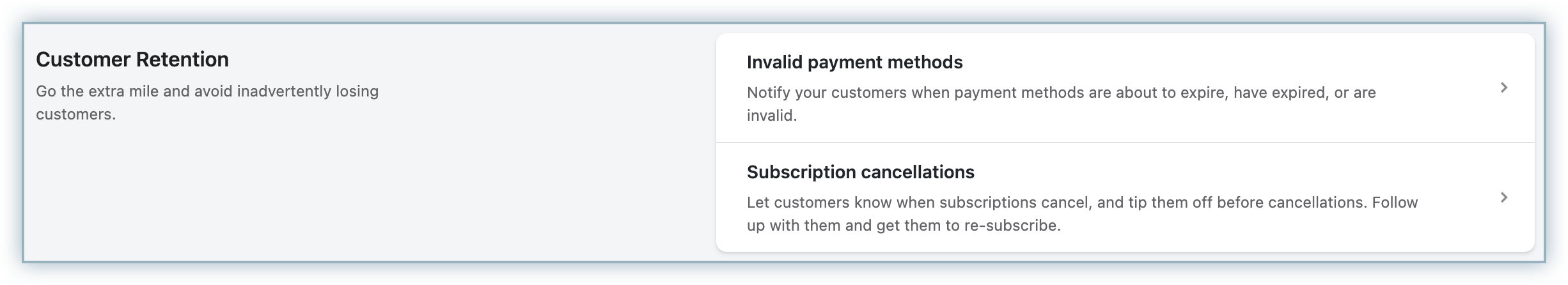 Invalid payment methods notification category