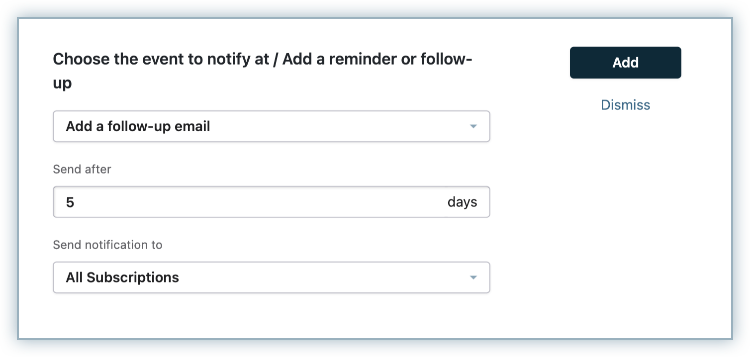 Follow-up configuration in email notifications