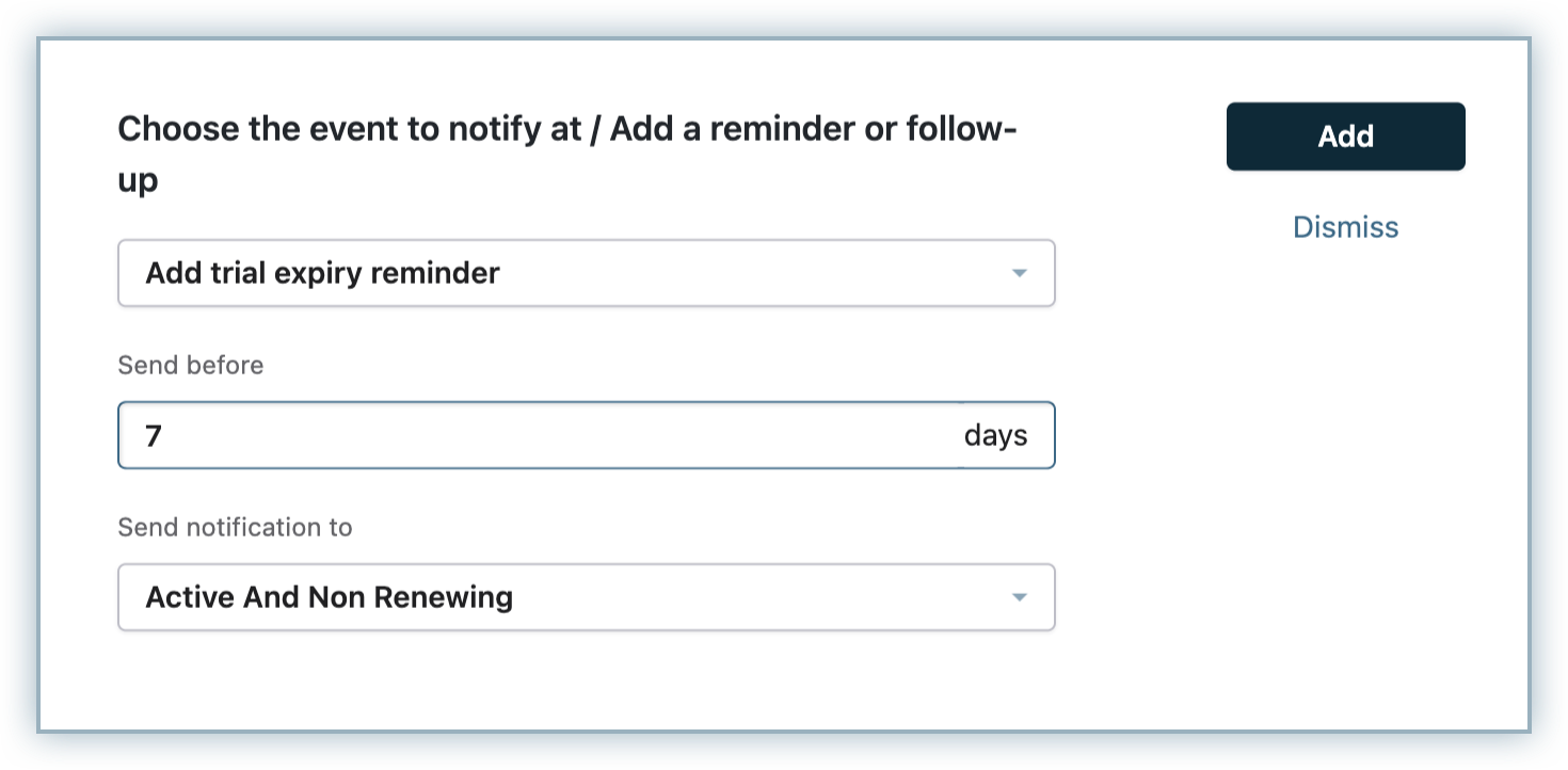 Reminder configuration in email notifications