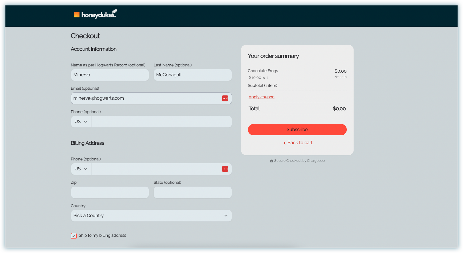 Sample Checkout