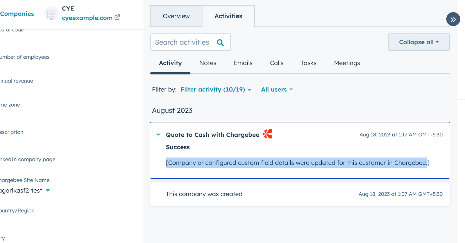 Automation and reverse sync settings for customers in Quote-to-Cash