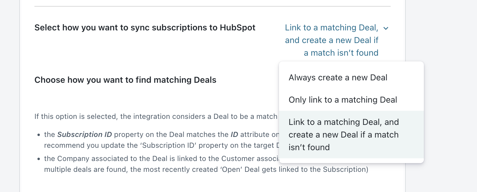 Subscription-to-deal mapping setting in Quote-to-Cash