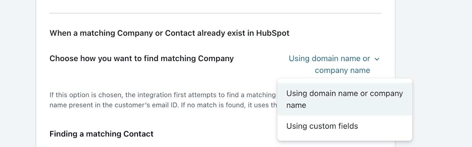Company matching criteria options during Quote-to-Cash setup