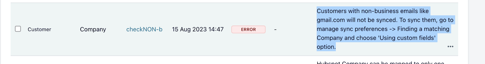 Using custom fields matching option
