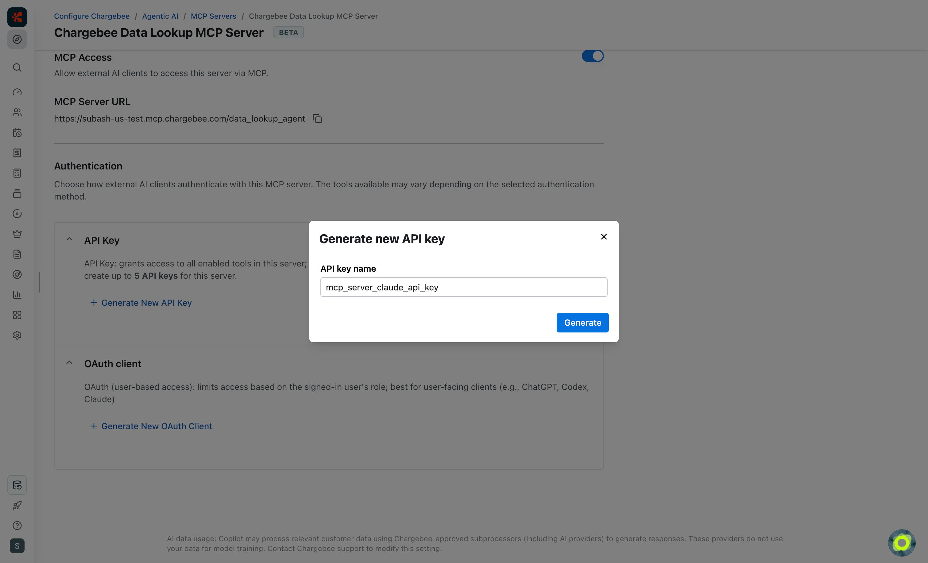 Authentication API key