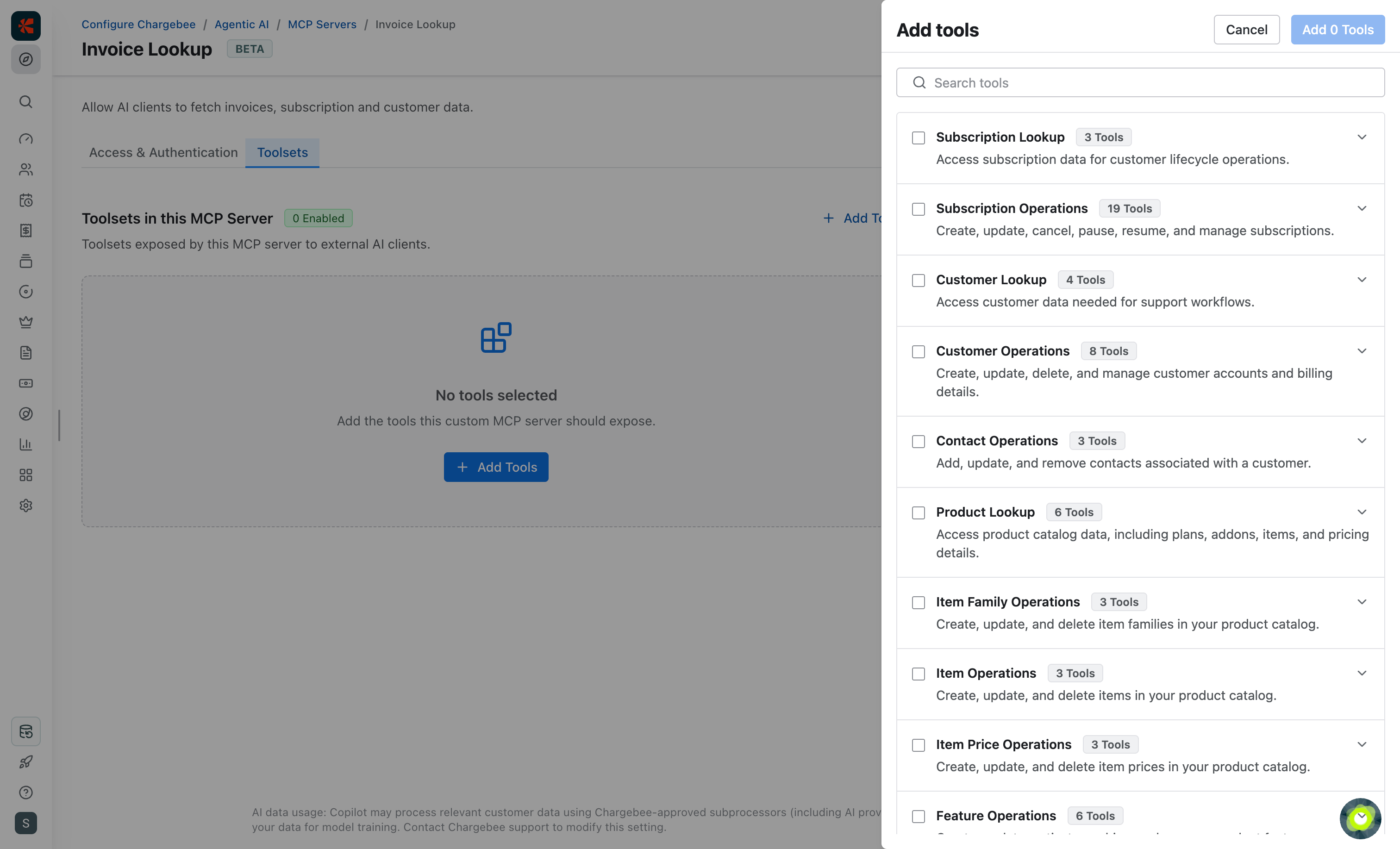 Add tools sidebar with toolset list
