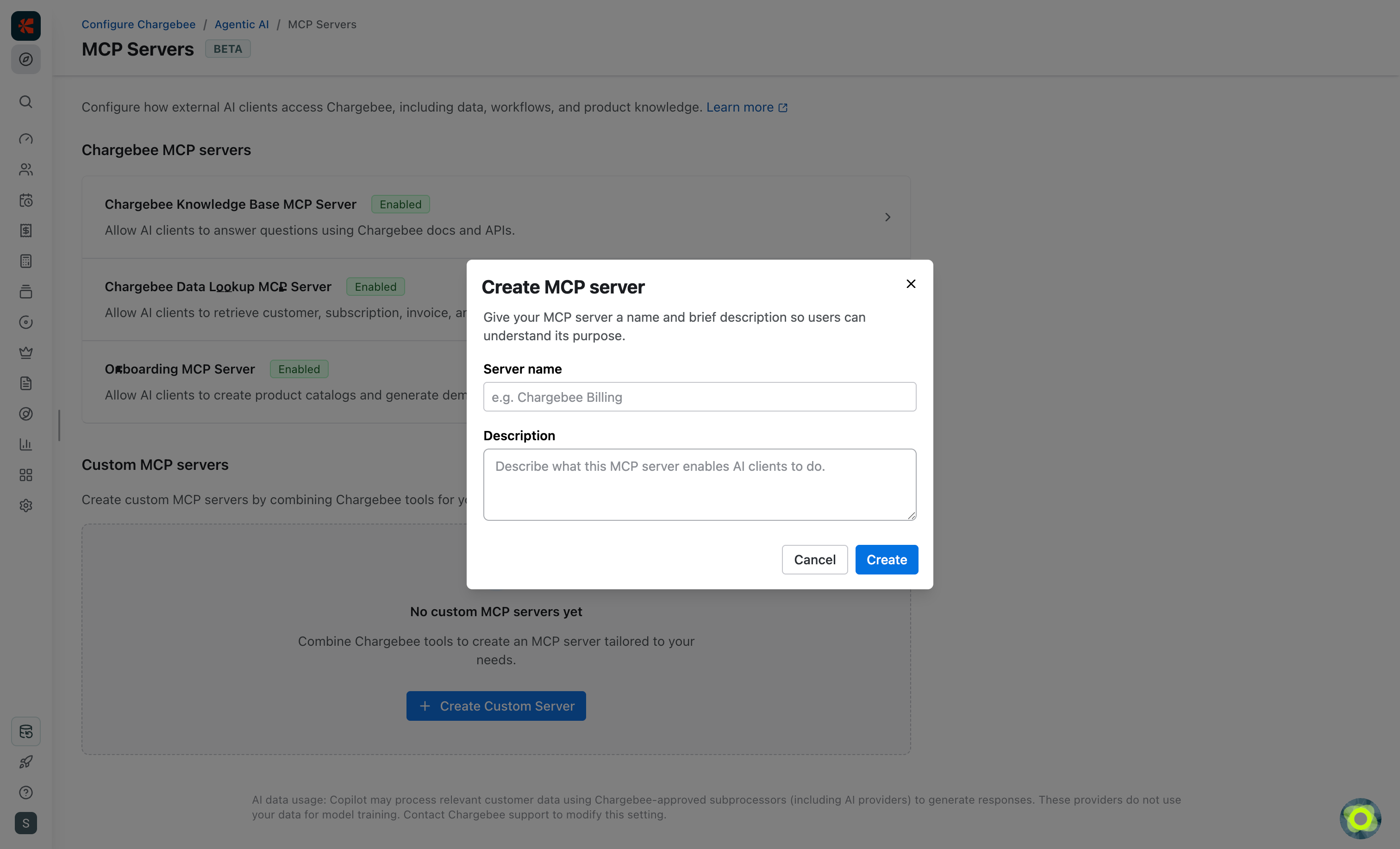 Create MCP server dialog