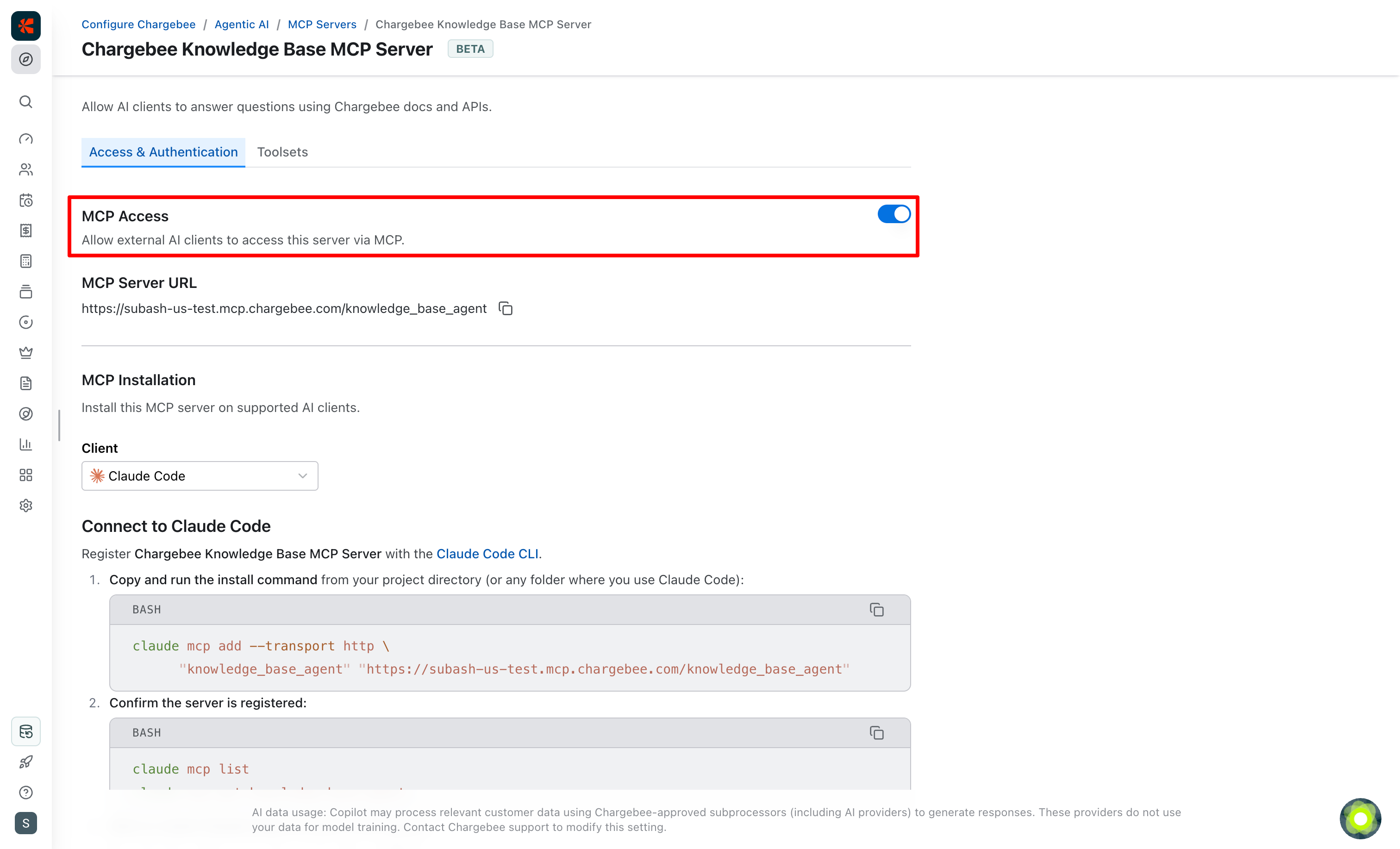 Knowledge Base MCP server access and authentication