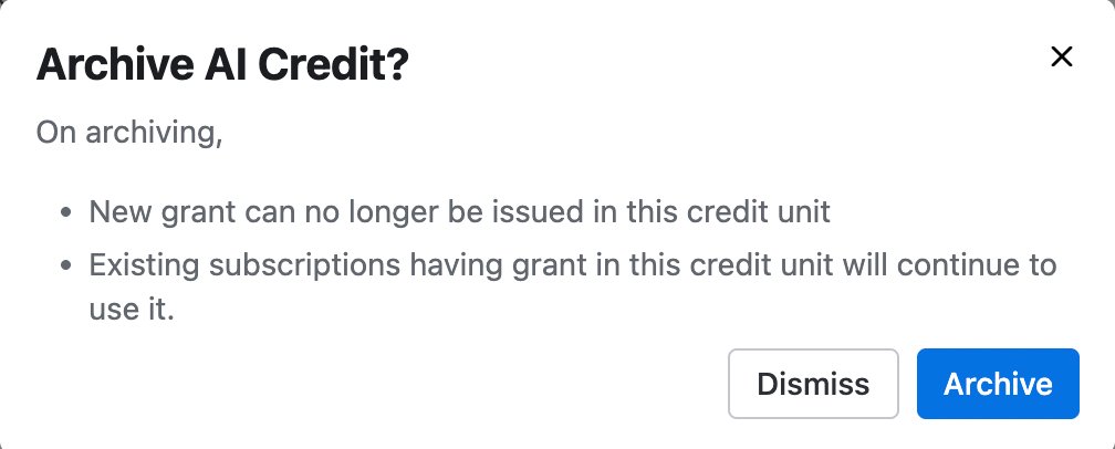 Archive AI Credit confirmation dialog listing the effects of archiving