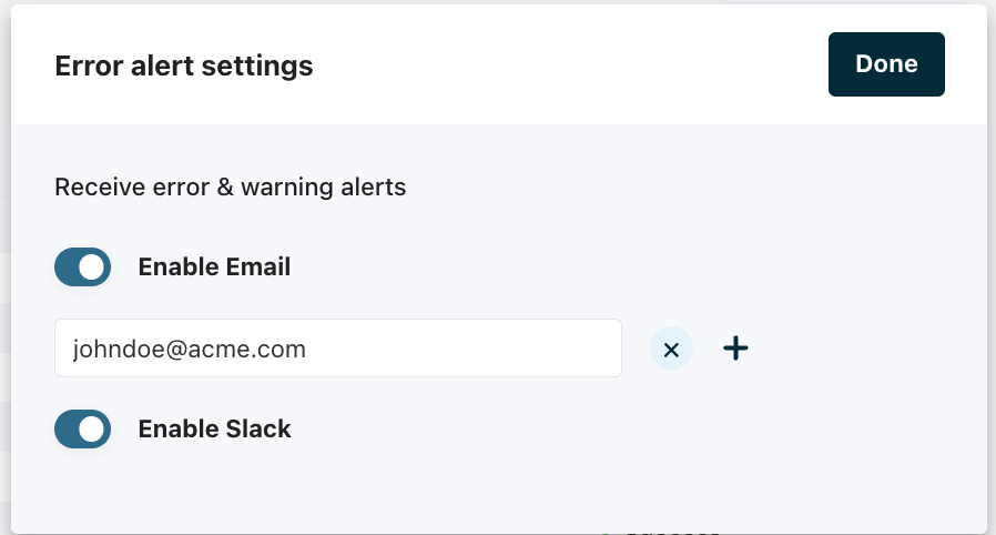 Alert settings for the Activity log in Chargebee Growth