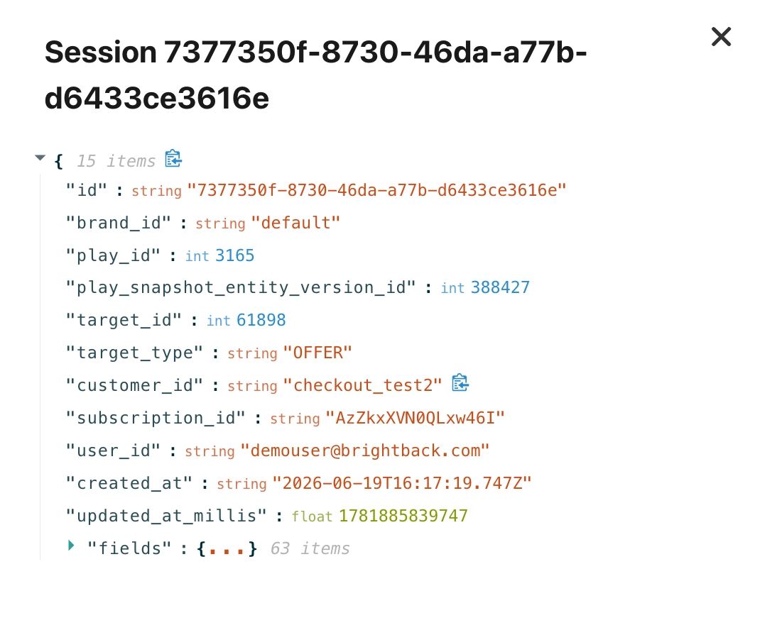 Activity log entry payload panel in Chargebee Growth