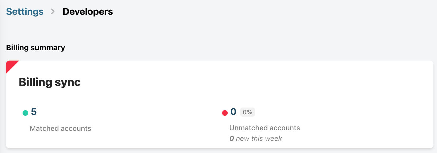 Developers settings page showing billing summary in Chargebee Growth