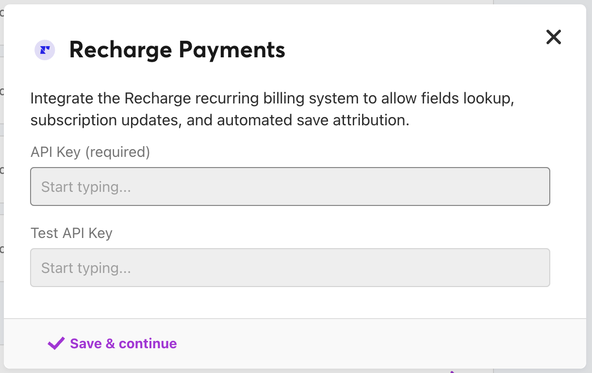 Copying the generated Recharge API token