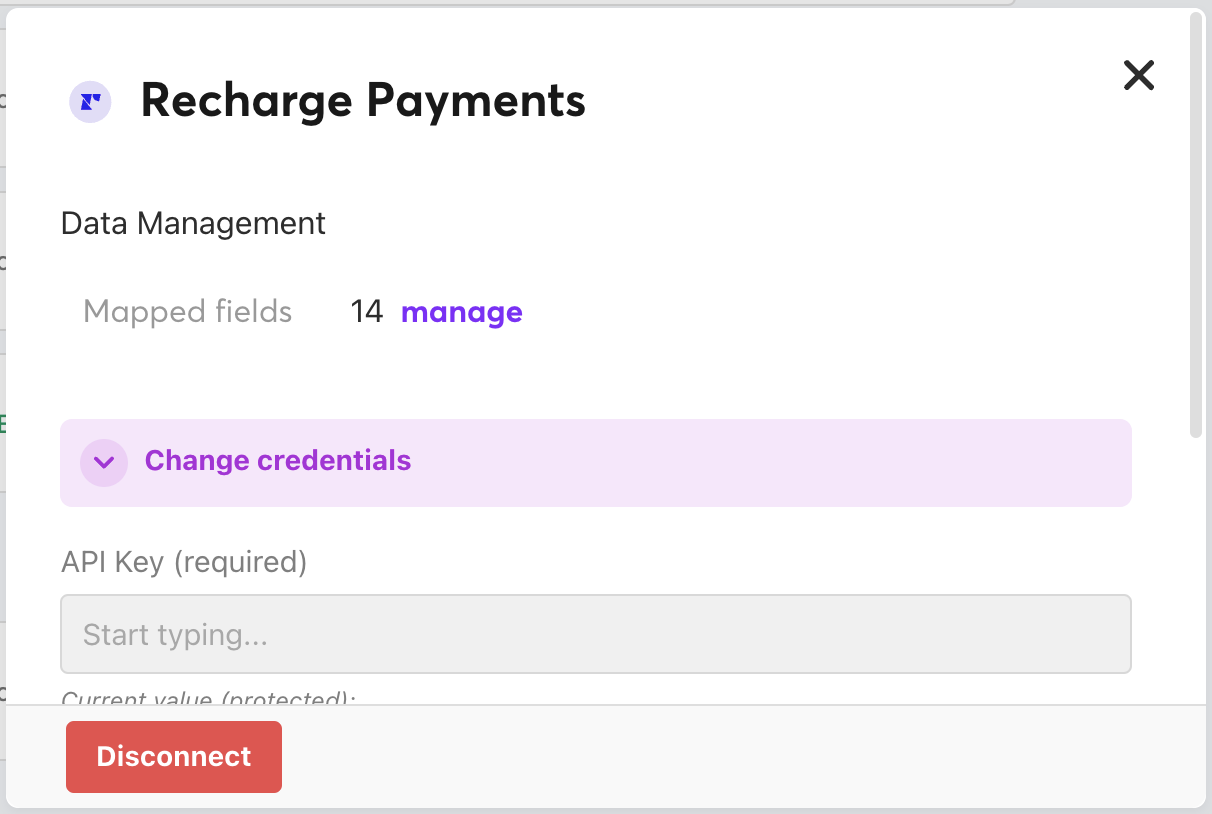 Billing Integrations settings in Chargebee Growth with the Live Key field