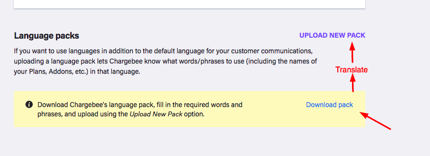 Languages settings
