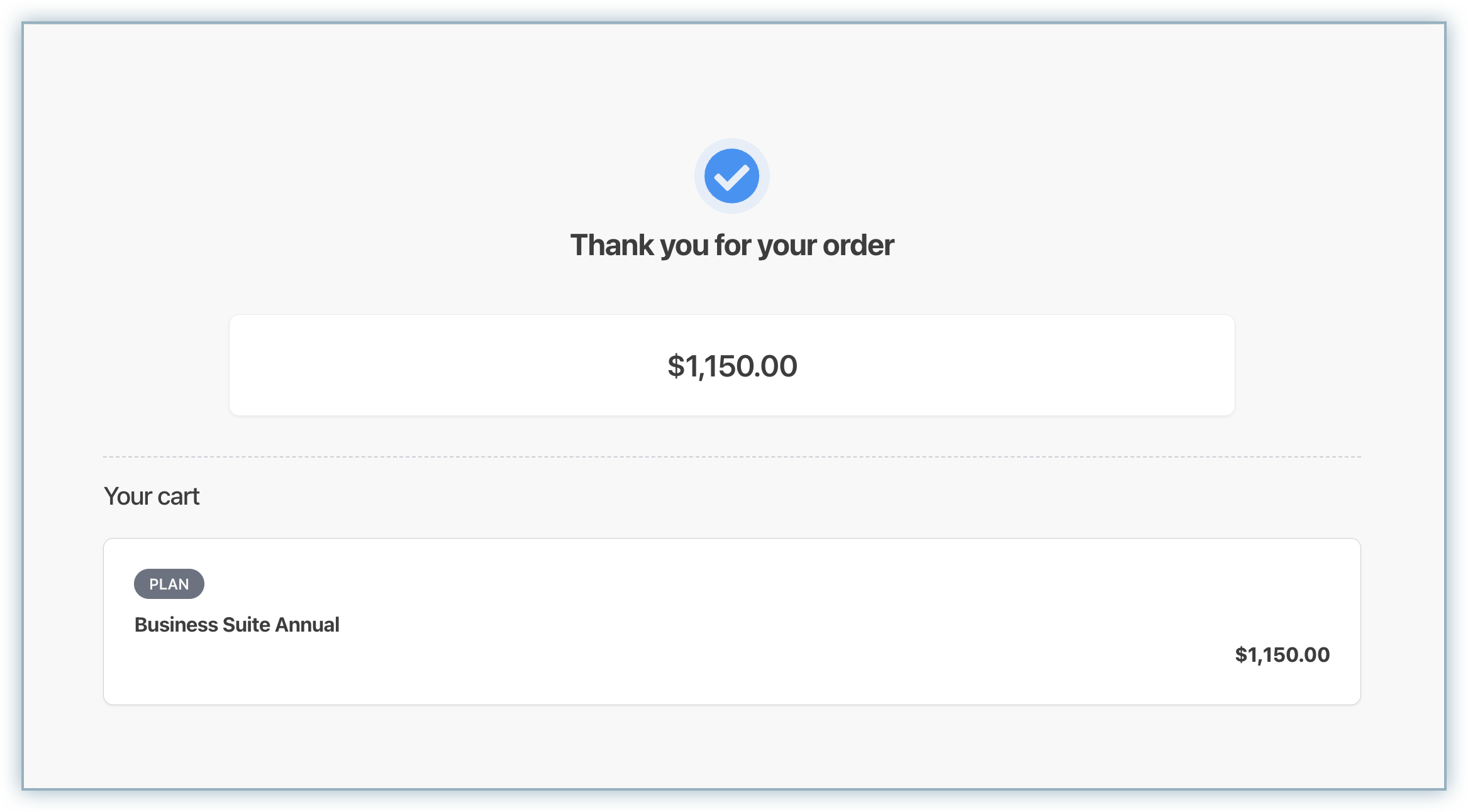 Thank you for your order confirmation page