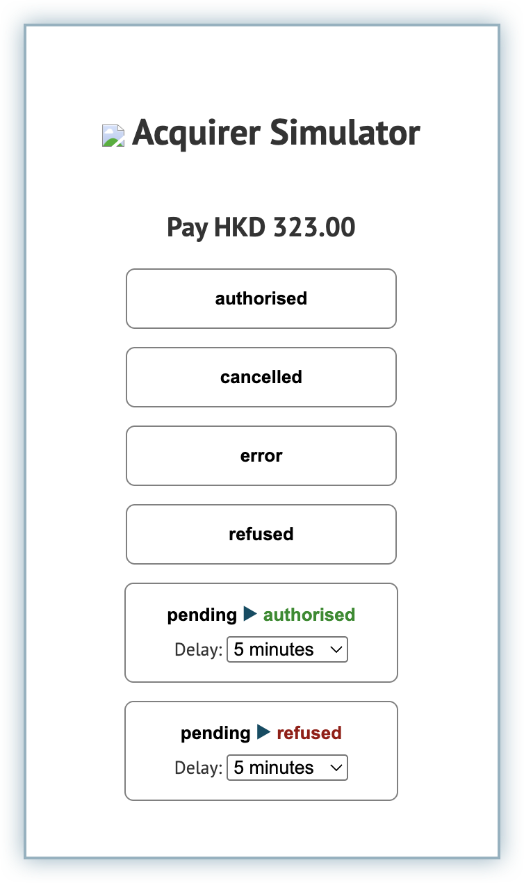 Adyen Alipay HK authorisation screen used to confirm the payment