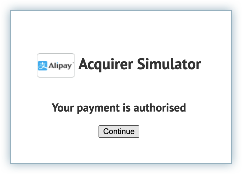 Alipay HK authorisation success confirmation