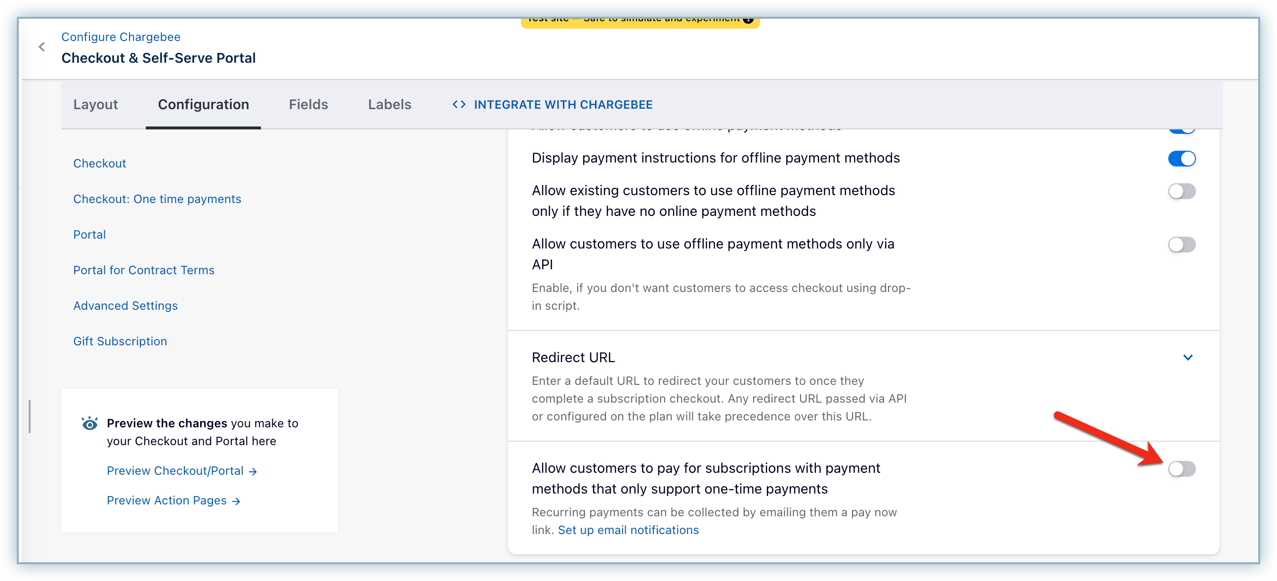 Allow one-time payments for subscriptions
