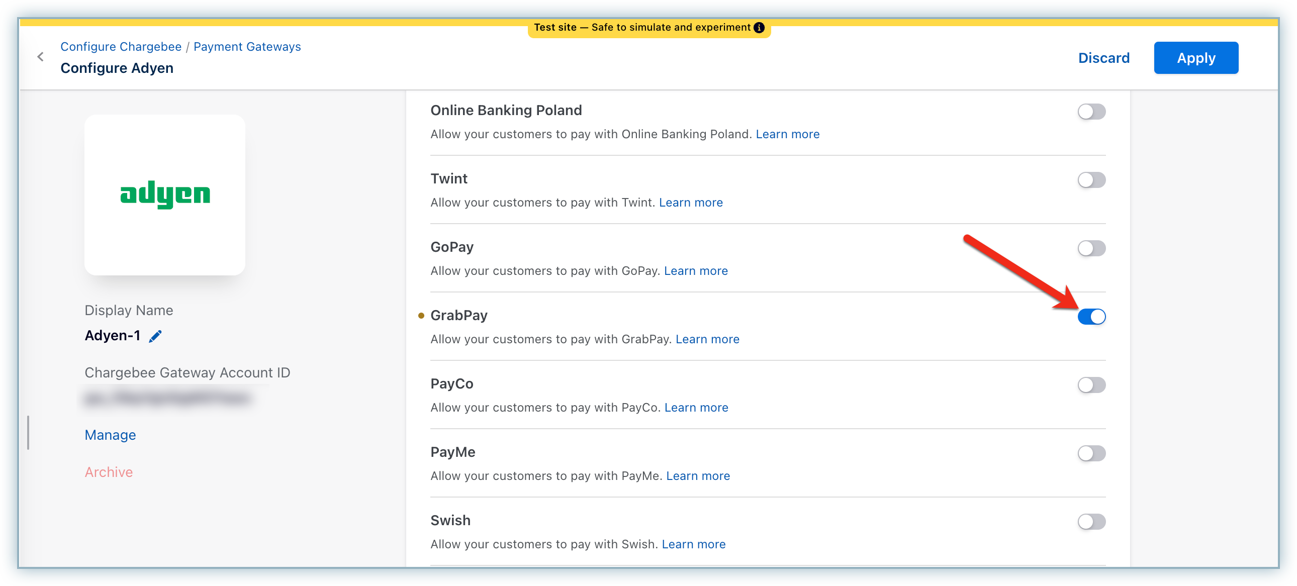 Enable GrabPay