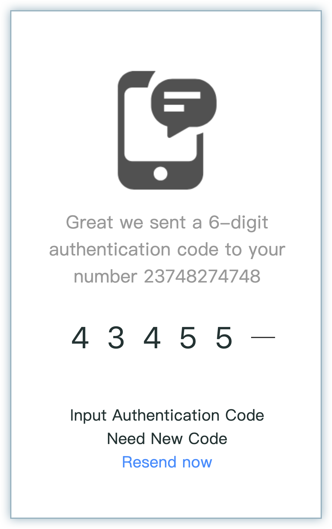 GCash 6-digit authentication code entry screen