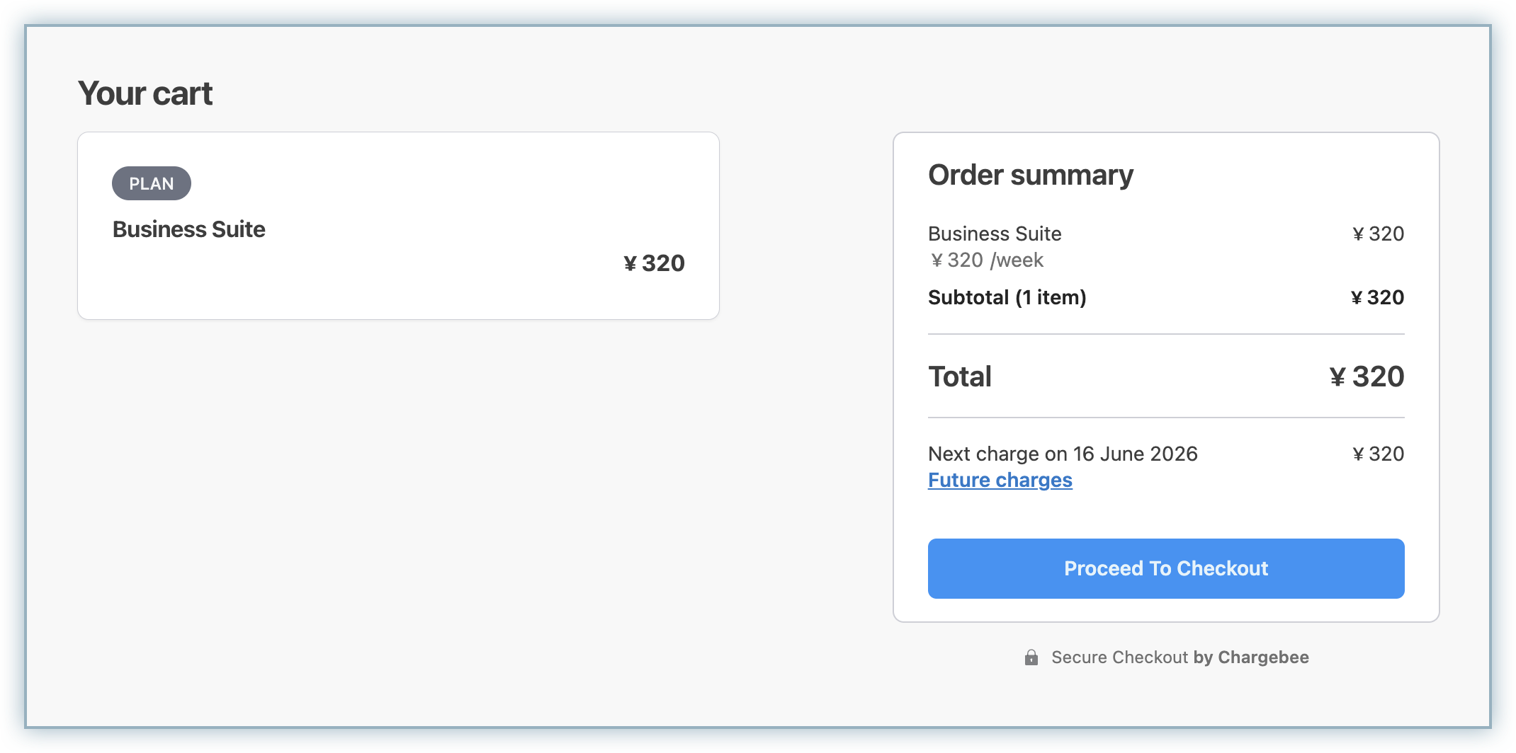 Your cart page with the Proceed To Checkout button