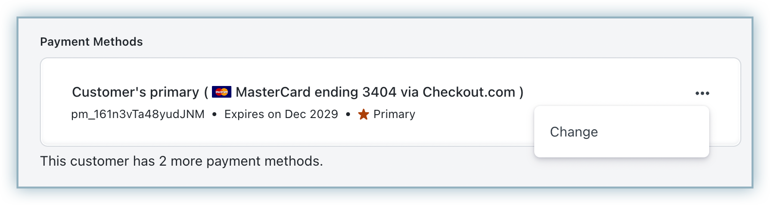 Change payment method on a subscription details page
