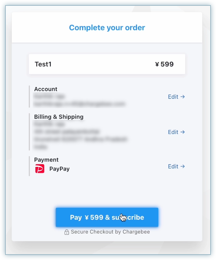 Complete your order page with the Pay button