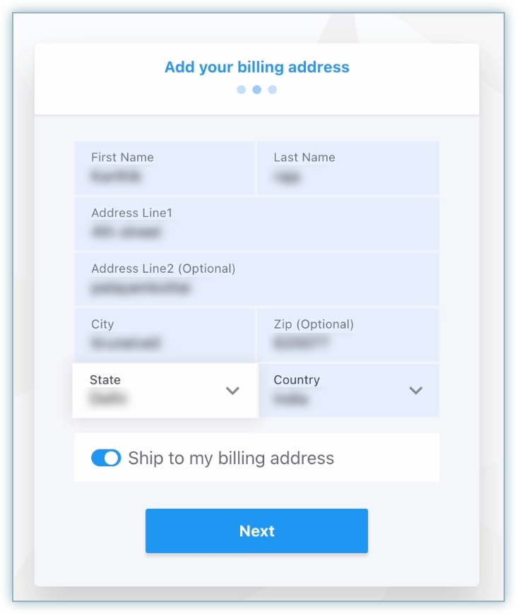 Add your billing address page during checkout