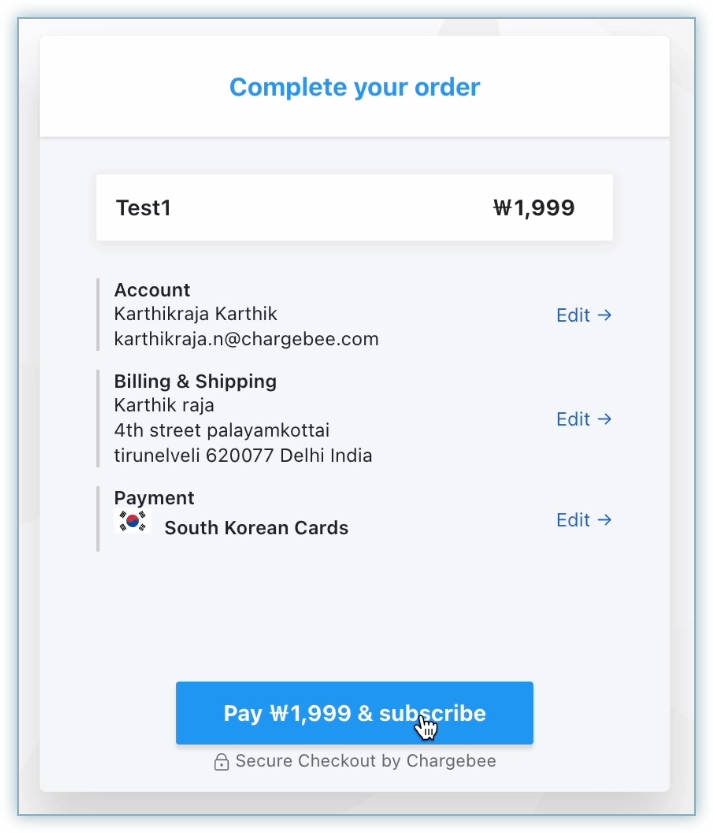 Complete your order page with the Pay button