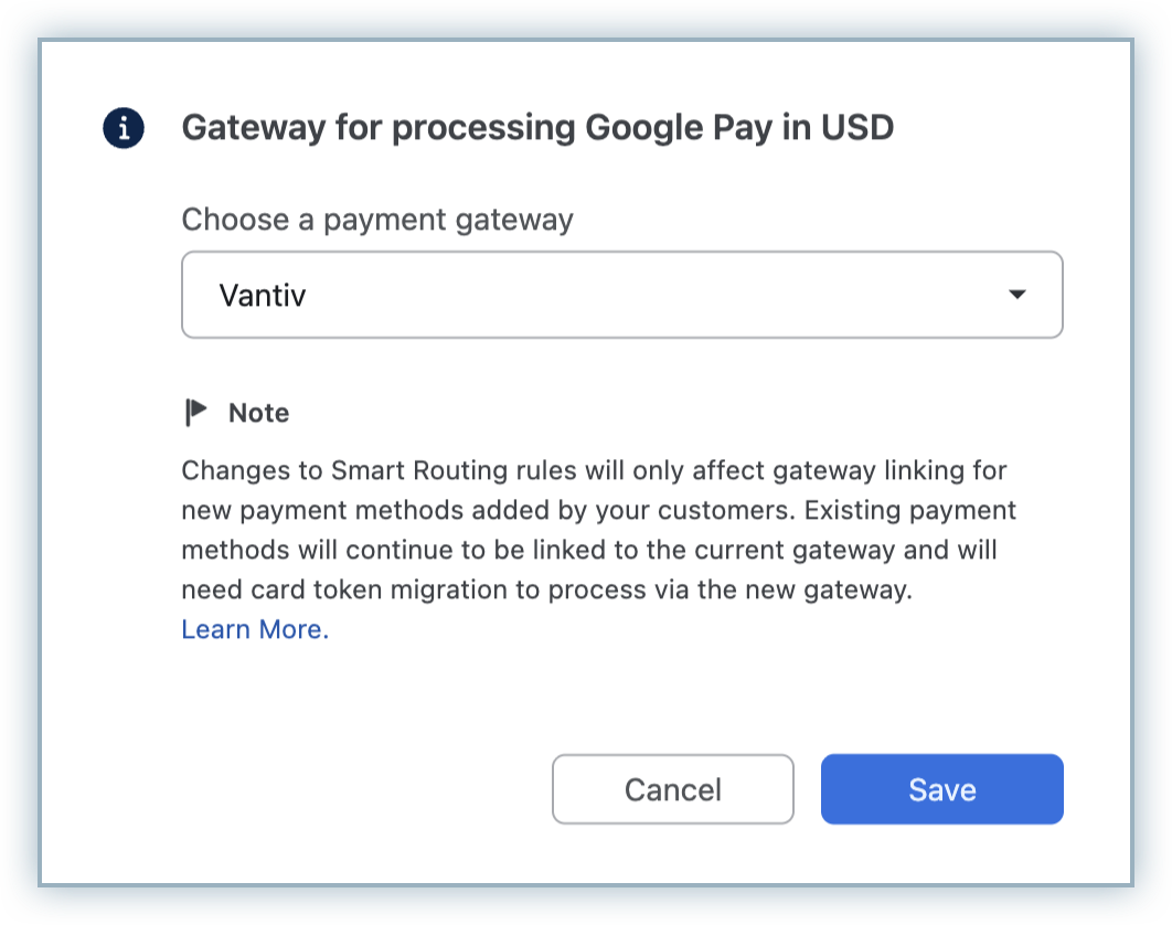 Choose a payment gateway dialog with Save